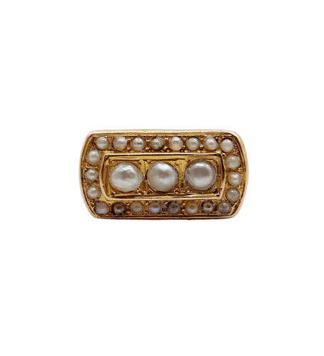 Bague 51 Bague marquise victorienne en or rose 18k et perles 58 Facettes A07870