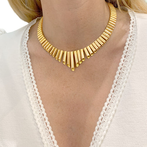 Collier Collier vintage en or rose à maillons tubulaires en chute 58 Facettes 35929