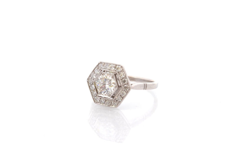 Bague 55 Bague en platine sertie de diamants 58 Facettes 26864-26982