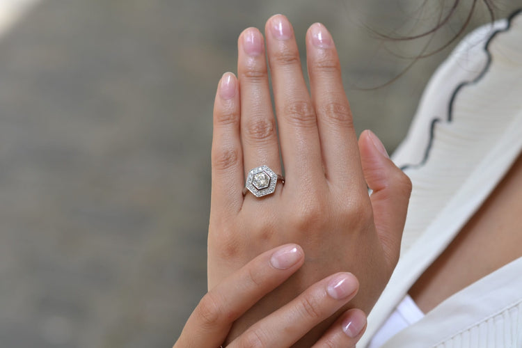 Bague 55 Bague en platine sertie de diamants 58 Facettes 26864-26982