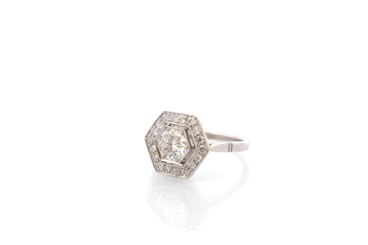 Bague 55 Bague en platine sertie de diamants 58 Facettes 26864-26982
