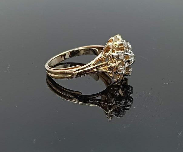 Bague 52 Bague rétro fleur en or 18k deux tons et diamants 58 Facettes BORDEA/5/90/00/B
