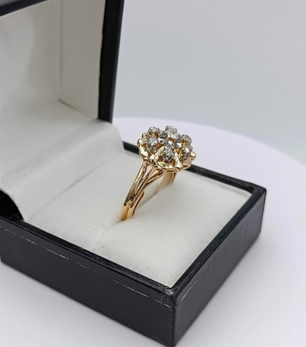 Bague 52 Bague rétro fleur en or 18k deux tons et diamants 58 Facettes BORDEA/5/90/00/B