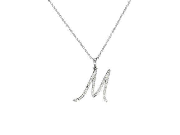 Pendentif Pendentif lettre M en or 14k et diamants naturels 58 Facettes 2409
