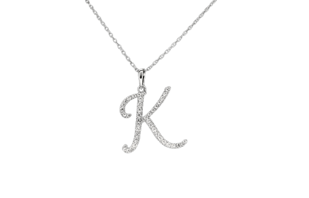 Pendentif Pendentif lettre K en or 14k et diamants naturels 58 Facettes 2411