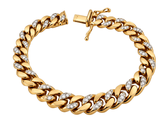 Gourmette en or jaune 14 carats et diamants 58 Facettes Vbp