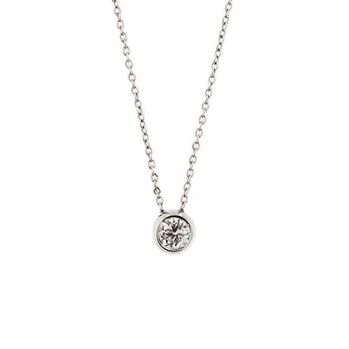 Collier Collier - Chaîne rolò en or blanc 18 ct avec diamant 0,21 ct 58 Facettes 174