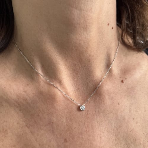 Collier Collier - Chaîne rolò en or blanc 18 ct avec diamant 0,21 ct 58 Facettes 174