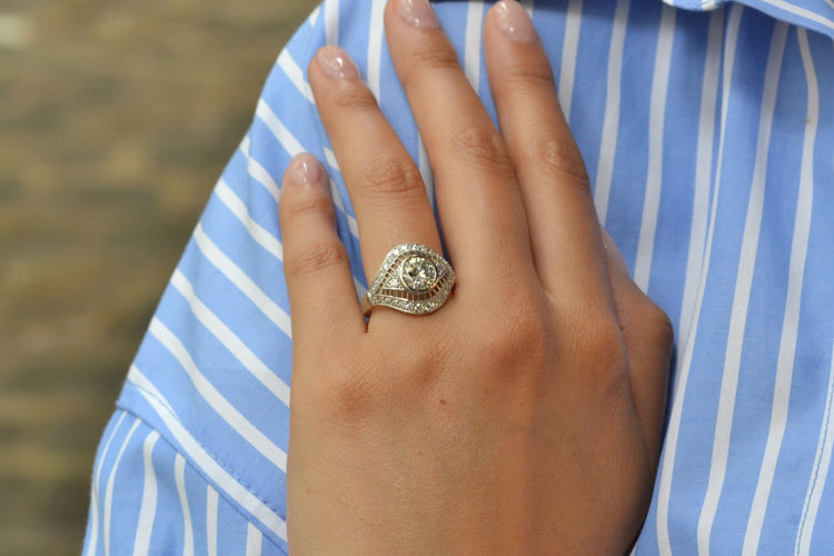 Bague 54 Bague - Diamant 1,41 ct J/VS2 en platine 58 Facettes 26866-27081