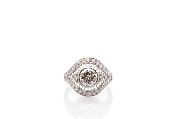 Bague 54 Bague - Diamant 1,41 ct J/VS2 en platine 58 Facettes 26866-27081