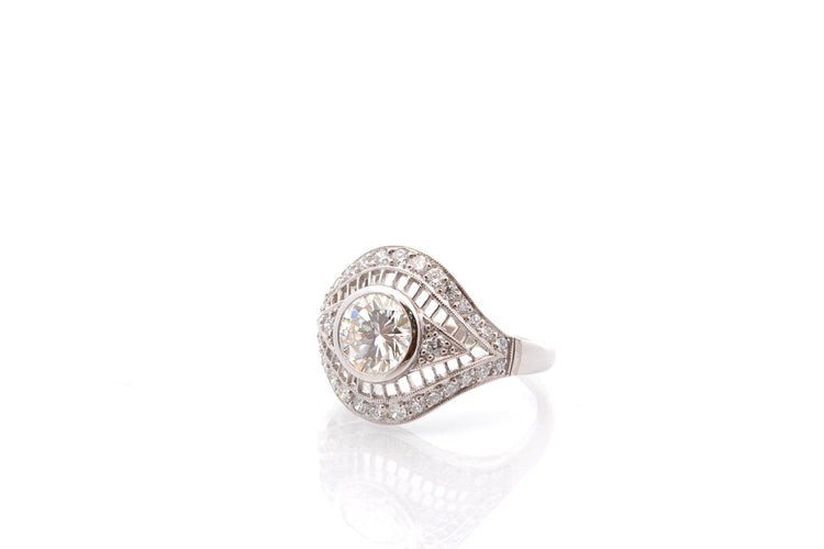 Bague 54 Bague - Diamant 1,41 ct J/VS2 en platine 58 Facettes 26866-27081