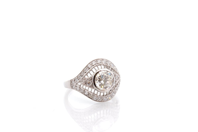 Bague 54 Bague - Diamant 1,41 ct J/VS2 en platine 58 Facettes 26866-27081