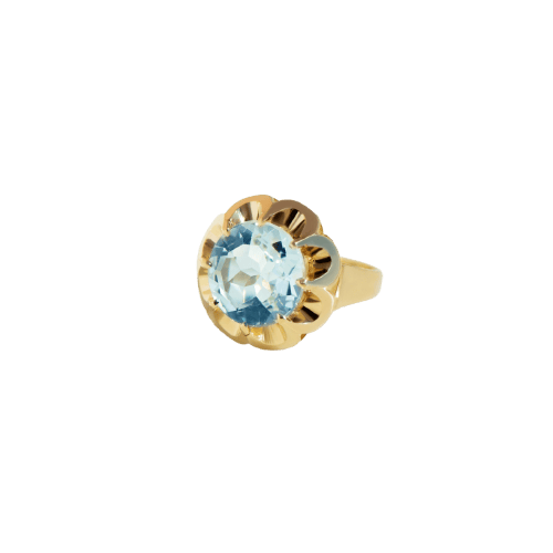 Vintage ring in 14k yellow gold and rock crystal 
