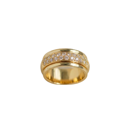 Vintage - 18k yellow gold bangle ring and diamonds 
