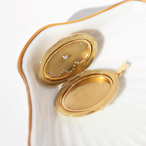Pendentif Médaillon vintage en or jaune 585 et diamants 58 Facettes HJ062668