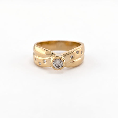 Bague 51 Bague ruban en or jaune et diamants 58 Facettes 38080
