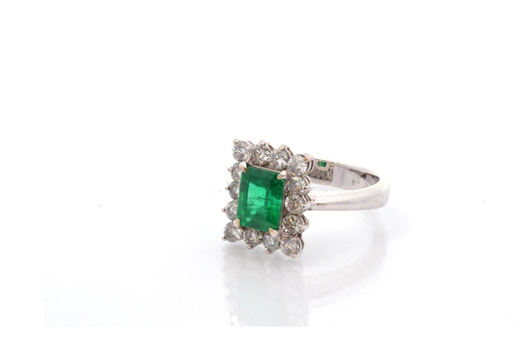 Bague 55 Bague vintage en platine, émeraude et diamants 58 Facettes 27162