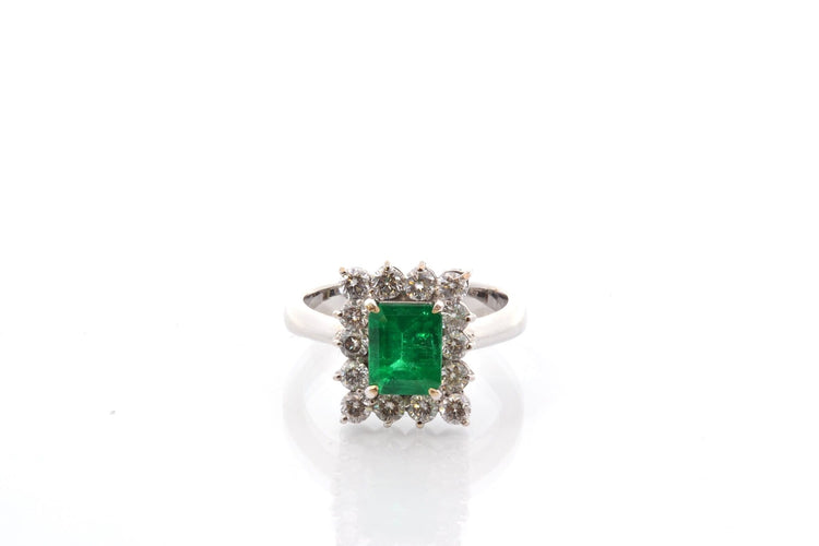 Bague 55 Bague vintage en platine, émeraude et diamants 58 Facettes 27162