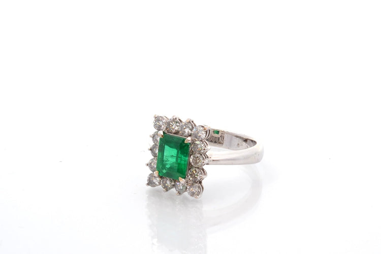 Bague 55 Bague vintage en platine, émeraude et diamants 58 Facettes 27162