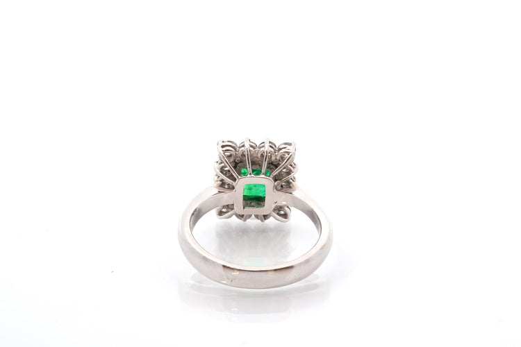 Bague 55 Bague vintage en platine, émeraude et diamants 58 Facettes 27162