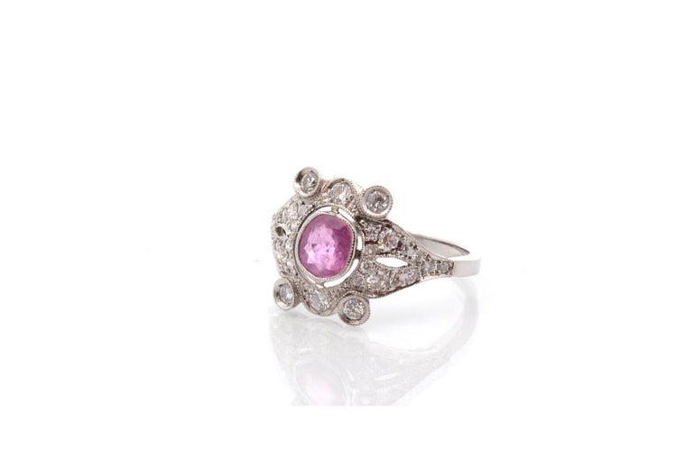 Bague 54 Bague Art déco rubis et diamants en platine 58 Facettes 27174