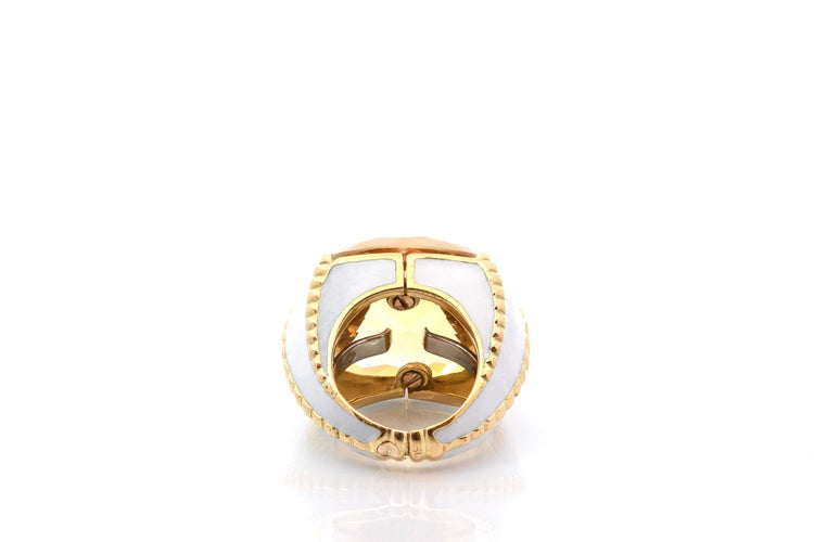 Bague 46 David Webb - Bague en or jaune 18 carats, citrine et émail 58 Facettes 27070