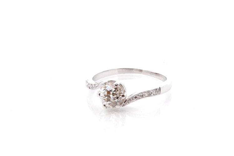 Bague 53.5 Bague ancienne - Diamants en or blanc 18k, 0,93 ct 58 Facettes 27096-27101b