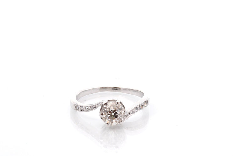 Bague 53.5 Bague ancienne - Diamants en or blanc 18k, 0,93 ct 58 Facettes 27096-27101b