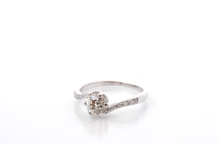 Bague 53.5 Bague ancienne - Diamants en or blanc 18k, 0,93 ct 58 Facettes 27096-27101b