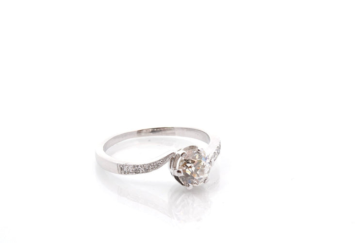 Bague 53.5 Bague ancienne - Diamants en or blanc 18k, 0,93 ct 58 Facettes 27096-27101b