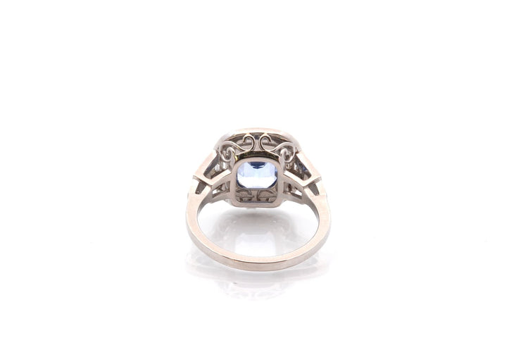 Bague 53 Bague vintage en platine au saphir de 3,46 ct et diamants 58 Facettes 25831-27264