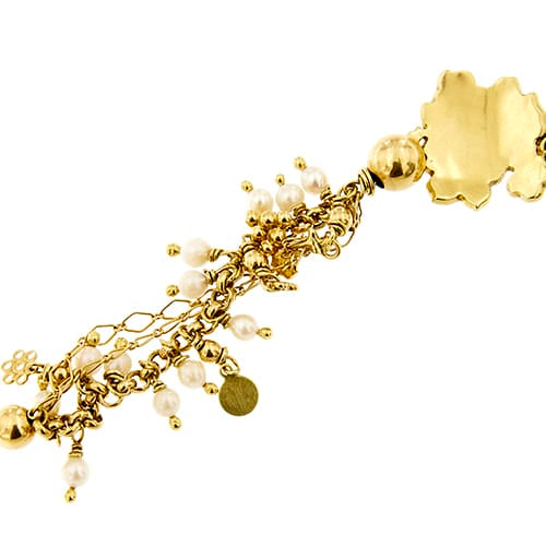 Collier Gabriella Rivalta - Collier en or jaune 18 ct avec fleur émaillée et perles 58 Facettes 37280