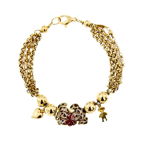 Bracelet Gabriella Rivalta - Bracelet multifils avec chien émaillé en or jaune 18 ct 58 Facettes 37279