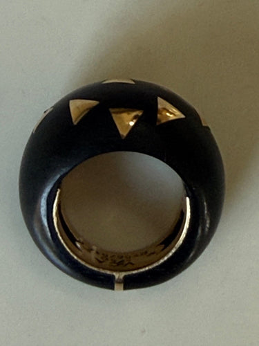 Bague 53 Van Cleef & Arpels - Bague jonc en ébène et or 750 58 Facettes BAGUE 2