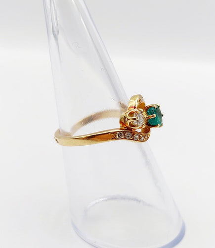 Bague 51 Bague tourbillon ancienne en or 18k, émeraude et diamants 58 Facettes A07900