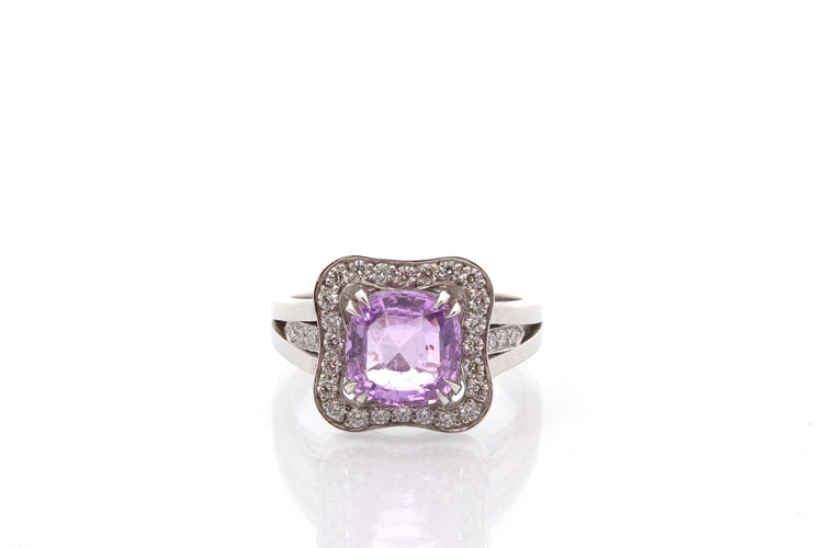 Bague 53 Bague en platine au saphir violet de Ceylan 2,21 ct et diamants 58 Facettes 26642-27328