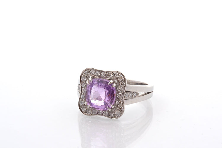 Bague 53 Bague en platine au saphir violet de Ceylan 2,21 ct et diamants 58 Facettes 26642-27328