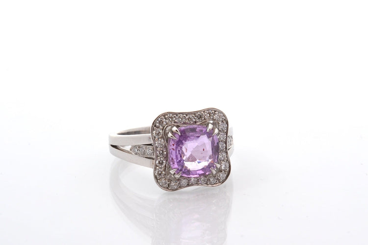 Bague 53 Bague en platine au saphir violet de Ceylan 2,21 ct et diamants 58 Facettes 26642-27328