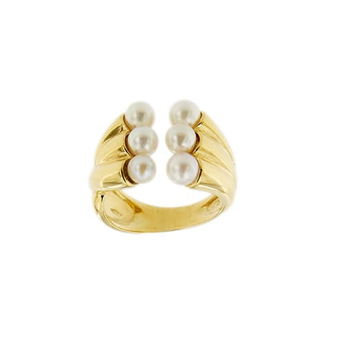 Bague Bague - Anneau ouvert en or jaune 18 ct et perles 58 Facettes 31844