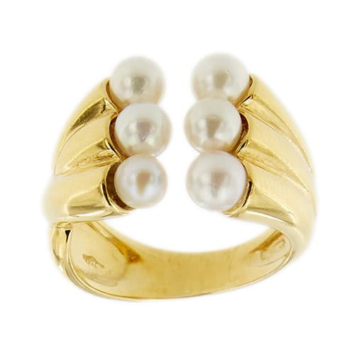 Bague Bague - Anneau ouvert en or jaune 18 ct et perles 58 Facettes 31844