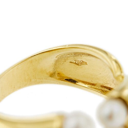 Bague Bague - Anneau ouvert en or jaune 18 ct et perles 58 Facettes 31844