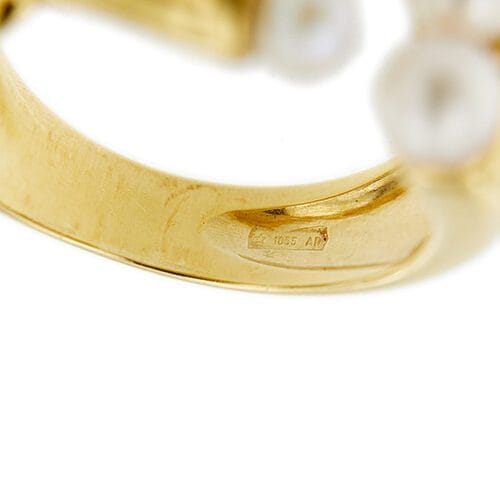 Bague Bague - Anneau ouvert en or jaune 18 ct et perles 58 Facettes 31844