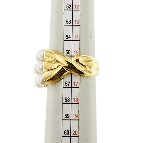 Bague Bague - Anneau ouvert en or jaune 18 ct et perles 58 Facettes 31844