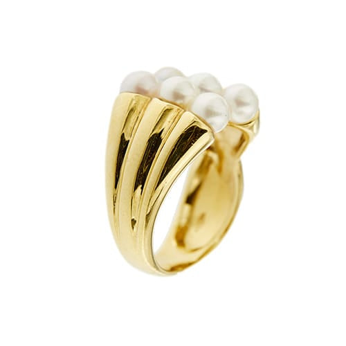 Bague Bague - Anneau ouvert en or jaune 18 ct et perles 58 Facettes 31844