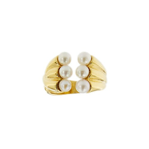 Bague Bague - Anneau ouvert en or jaune 18 ct et perles 58 Facettes 31844
