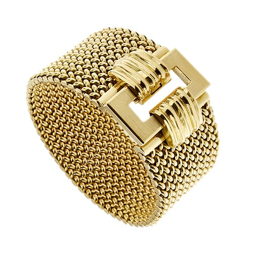 Bracelet Bracelet manchette vintage en or jaune 18 ct, maille milanaise 58 Facettes 37623