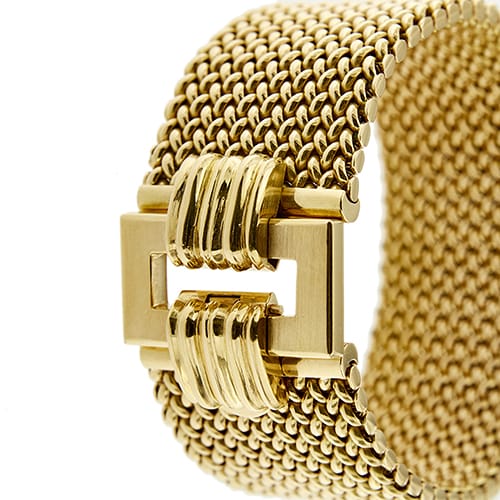 Bracelet Bracelet manchette vintage en or jaune 18 ct, maille milanaise 58 Facettes 37623