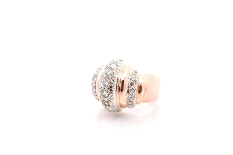 Bague 47 Bague vintage 1940 en or 18k et platine sertie de diamants 58 Facettes 27379