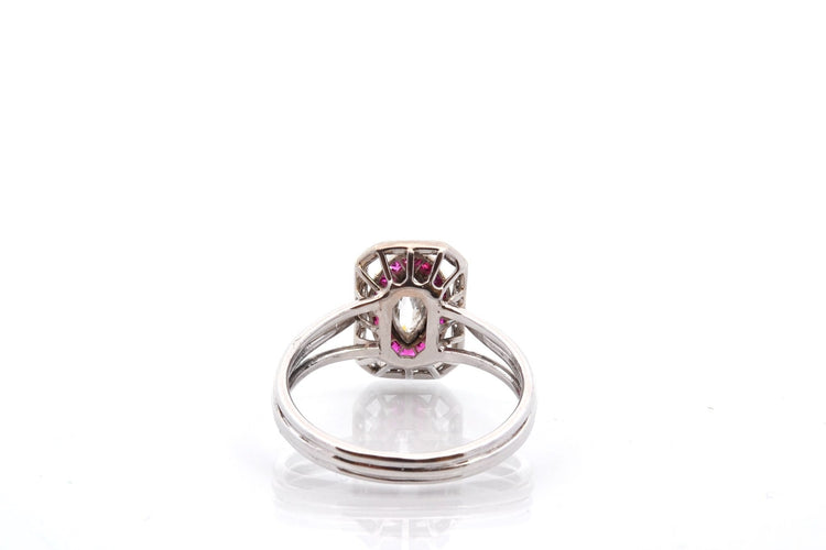 Bague 56 Bague Art déco en or 18k et platine, diamants et rubis 58 Facettes 27355