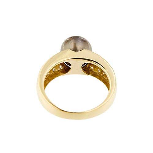 Bague Bague - Perle de Tahiti et diamants en or jaune 18 ct 58 Facettes 38116